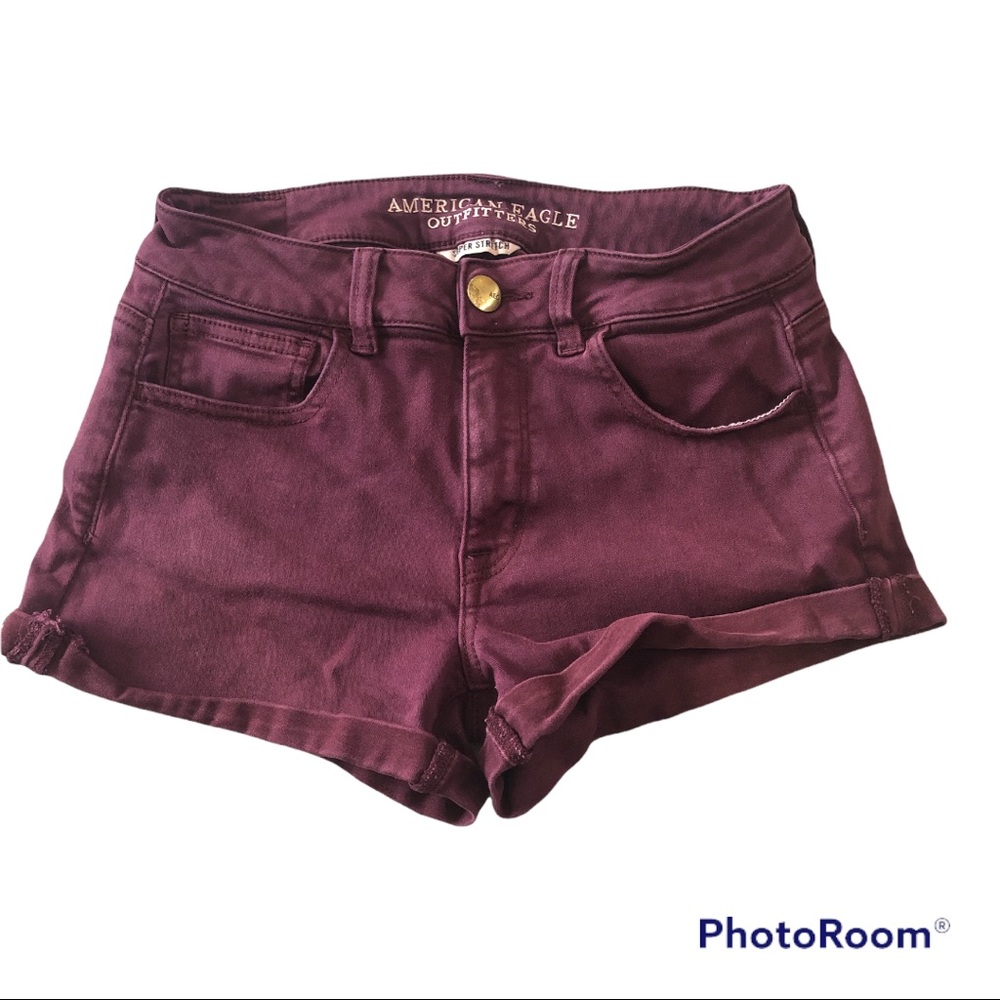 super stretch Hi-Rise Shortie shorts plum color size 4 American Eagle - Picture 5 of 5